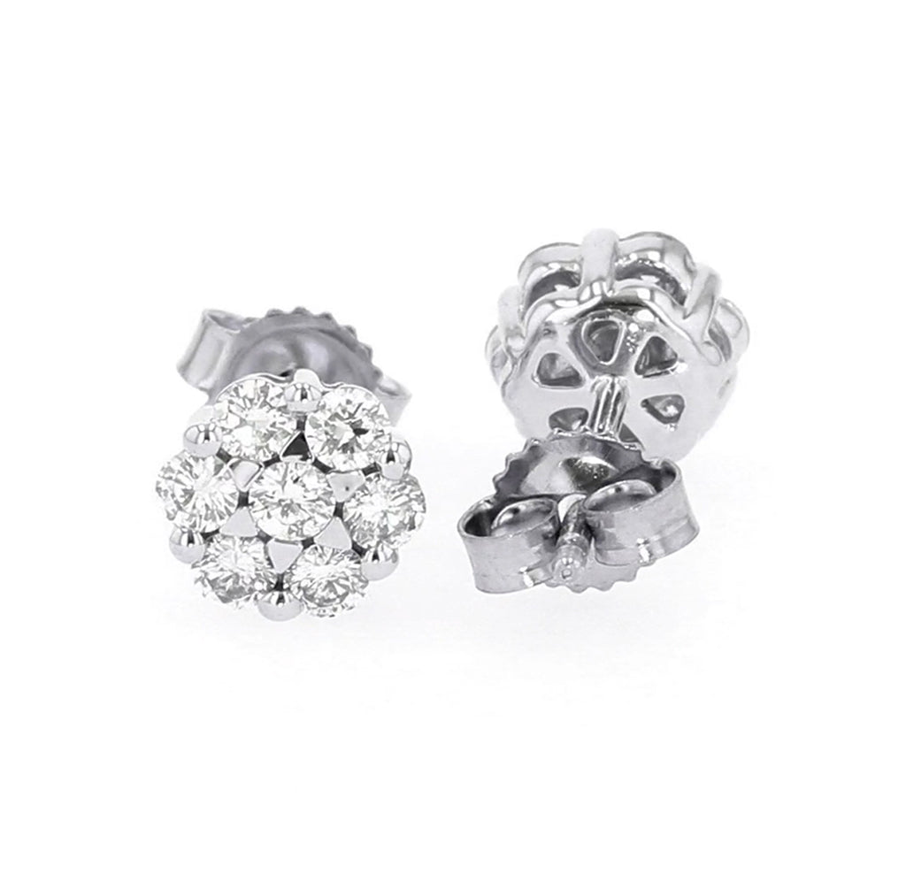 diamond cluster earrings in 14k white gold (1/3 ctw)