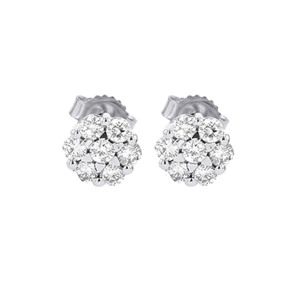 diamond cluster earrings in 14k white gold (1/3 ctw)