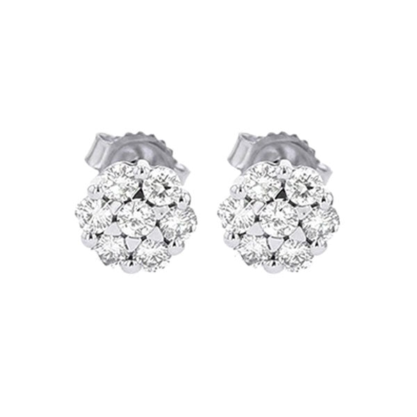 diamond cluster earrings in 14k white gold (1/2 ctw)