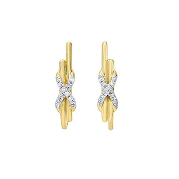 diamond xoxo anniversary earrings in 14k yellow gold (0.06ctw)