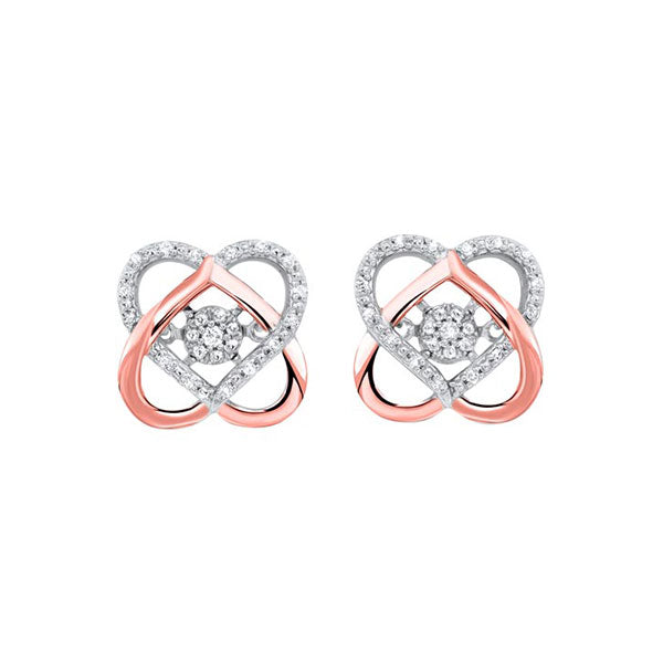 love knot diamond earrings in two-tone 10k gold (1/10 ct. tw.)