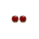 four prong ruby studs in 14k white gold (5 mm)