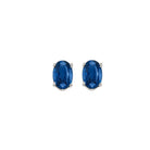 oval prong set sapphire stud earrings in 14k white gold