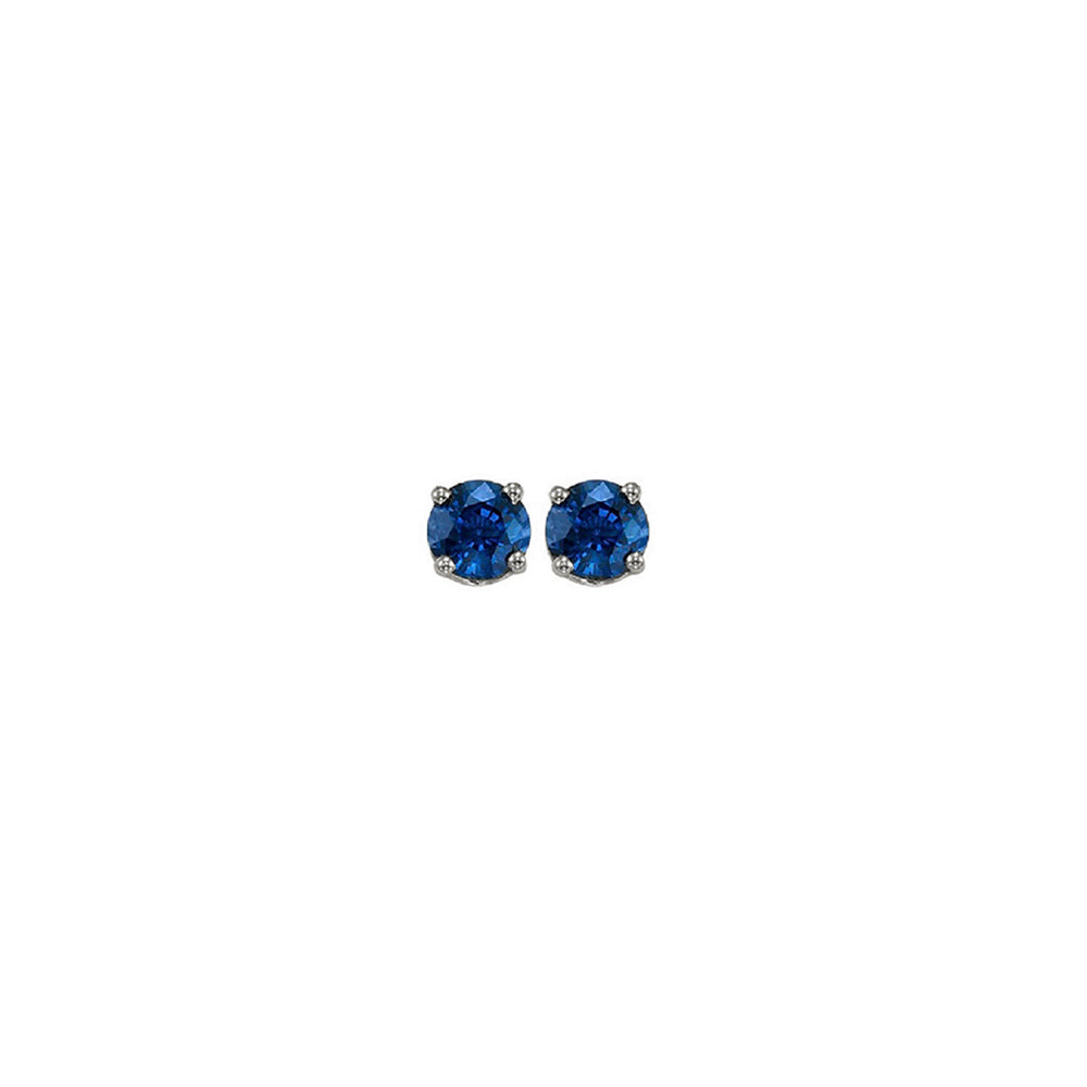 four prong sapphire studs in 14k white gold (3 mm)