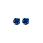 round prong set sapphire stud earrings in 14k white gold