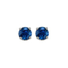 round prong set sapphire stud earrings in 14k white gold