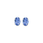 oval prong set tanzanite stud earrings in 14k white gold