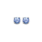 four prong tanzanite studs in 14k white gold (4.5 mm)