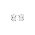 oval prong set white sapphire stud earrings in 14k white gold