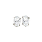 oval prong set white sapphire stud earrings in 14k white gold