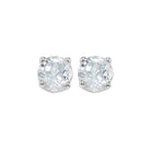 four prong white topaz studs in 14k white gold (3 mm)