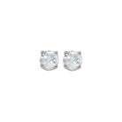 four prong white topaz studs in 14k white gold (4.5 mm)