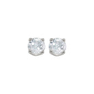 four prong white topaz studs in 14k white gold (5 mm)