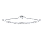 diamond marquise pattern slender bolo bracelet in sterling silver - adjustable (1/8 ctw)