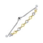 diamond encrusted heart pattern bolo bracelet in sterling silver- adjustable (1/8ctw)