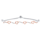 diamond open heart ribbon bolo bracelet in sterling silver - adjustable (1/8 ctw)