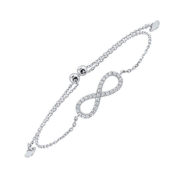 silver (slv 995) infinity symbol heart charm bolo bracelet  - adjustable