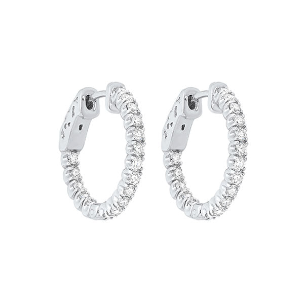 in-out prong set diamond hoop earrings in 14k white gold  (1 ct. tw.) si3 - g/h