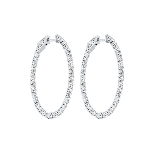 delicate in-out diamond hoop earrings in 14k white gold  (2 ct. tw.) si3 - g/h