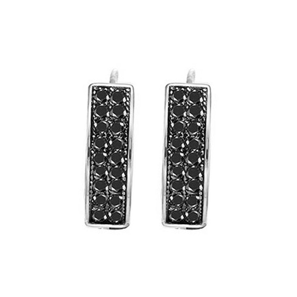 blue diamond double row huggie earrings in sterling silver (1/5 ctw)