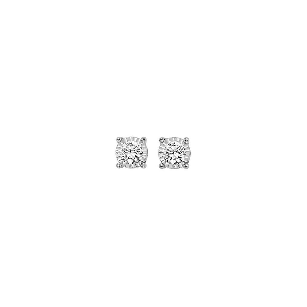 diamond solitaire starburst stud earrings in 14k white gold (1/10ctw)