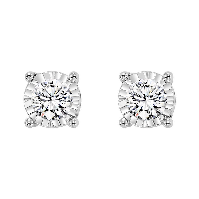 diamond solitaire starburst stud earrings in 14k white gold (1/10ctw)