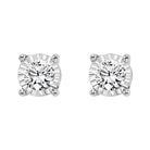 diamond solitaire starburst stud earrings in 14k white gold (1ctw)