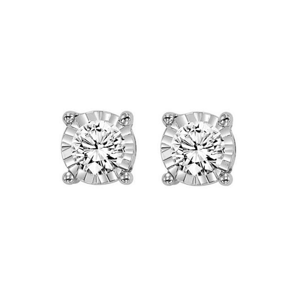 diamond solitaire starburst stud earrings in 14k white gold (1ctw)