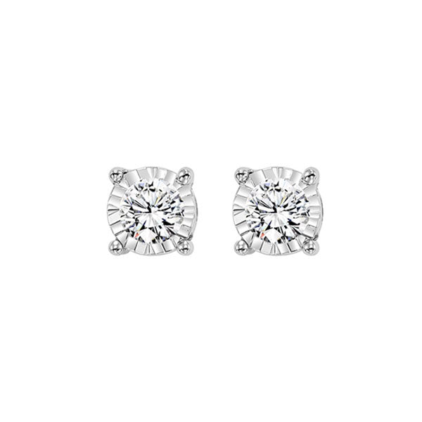 diamond solitaire starburst stud earrings in 14k white gold (1/4ctw)