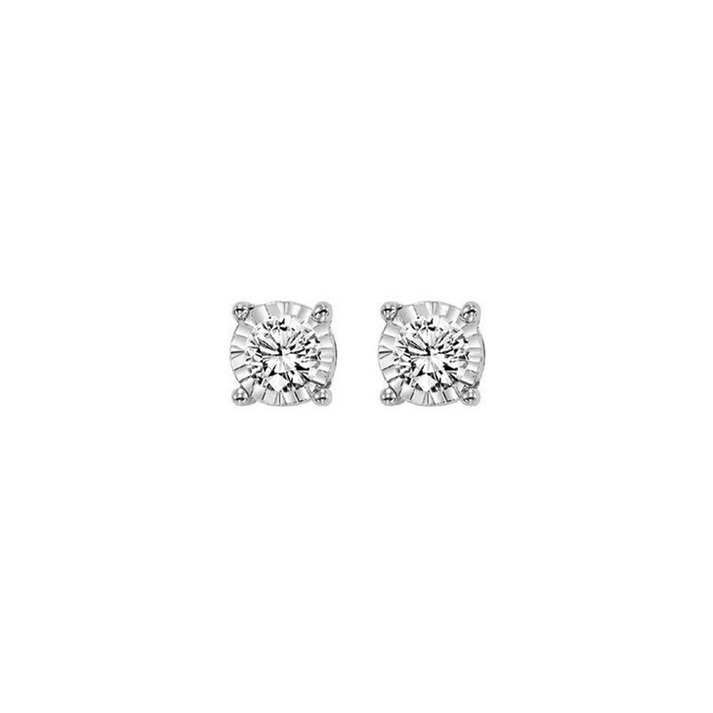 diamond solitaire starburst stud earrings in 14k white gold (1/3ctw)