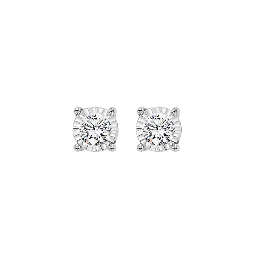 diamond solitaire starburst stud earrings in 14k white gold (1/2ctw)