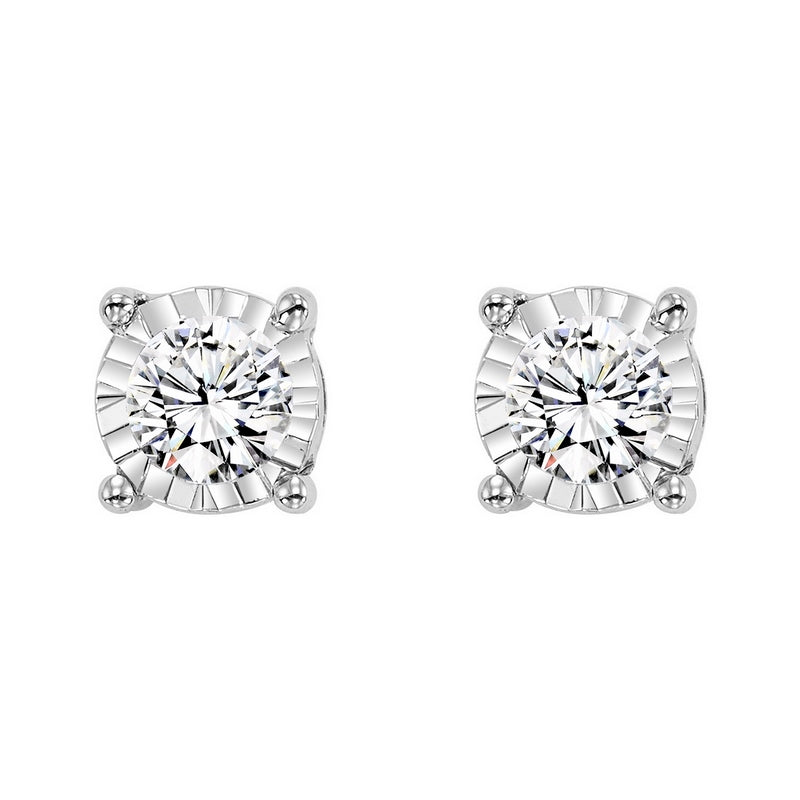 diamond solitaire starburst stud earrings in 14k white gold (3/4ctw)