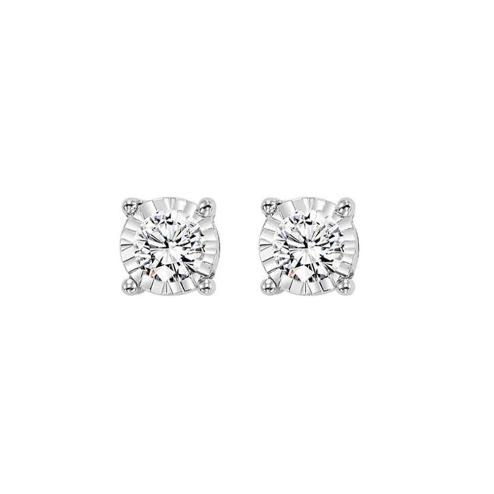 diamond solitaire starburst stud earrings in 14k white gold (3/4ctw)