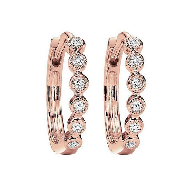 circular milgrain diamond earrings in 10k rose gold (1/7 ct. tw.)