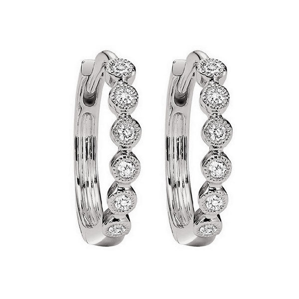 circular milgrain diamond earrings in 10k white gold (1/7 ct. tw.)