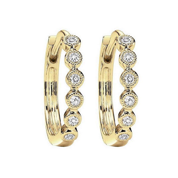 circular milgrain diamond earrings in 10k yellow gold (1/7 ct. tw.)