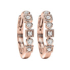 modern diamond petite huggie hoop earrings in 10k rose gold (1/7 ctw)