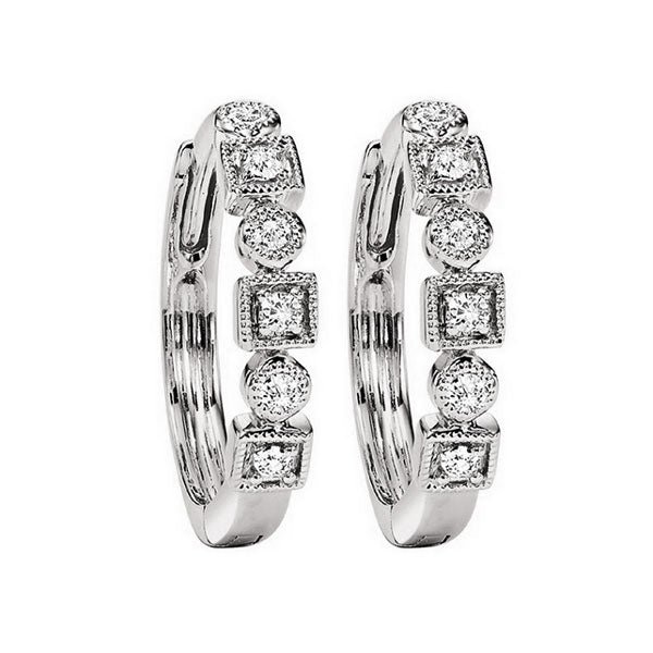 geometric milgrain diamond earrings in 10k white gold (1/7 ct. tw.)