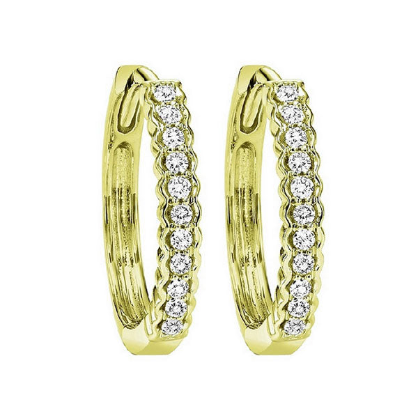 petite diamond hoop earrings in 10k yellow gold (1/7 ct. tw.)