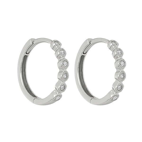 14k white gold mixable bezel diamond earrings 1/7ct