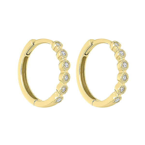 14k yellow gold mixable bezel diamond earrings 1/7ct