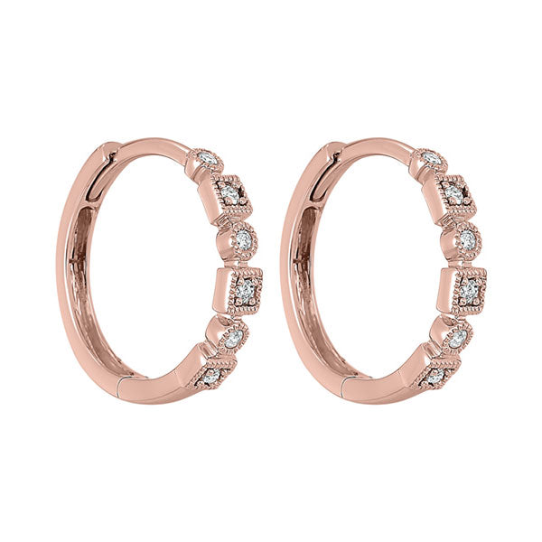 14k rose gold mixable prong diamond earrings 1/7ct