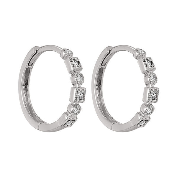 14k white gold mixable prong diamond earrings 1/7ct