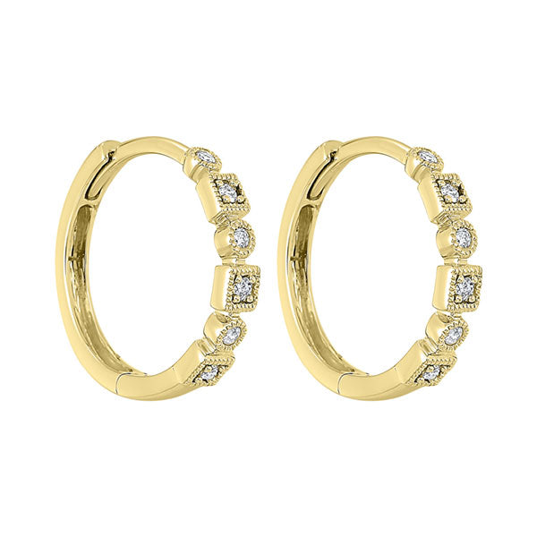 14k yellow gold mixable prong diamond earrings 1/7ct