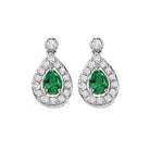 14k white gold color ensembles halo prong emerald earrings 1/6ct