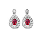14k white gold color ensembles halo prong ruby earrings 1/6ct