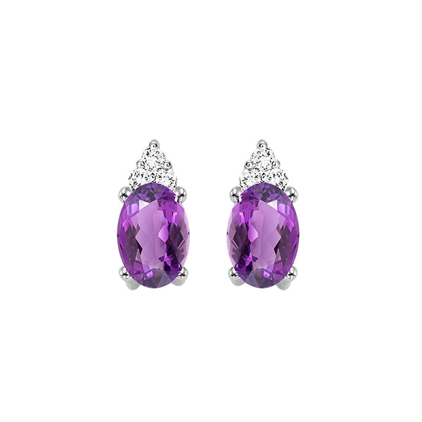 10k white gold color ensembles prong amethyst earrings 1/25ct