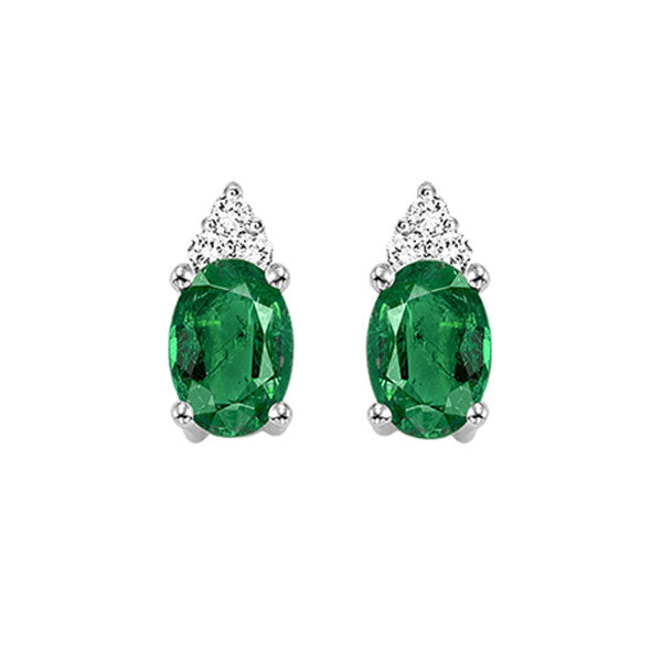 10k white gold color ensembles prong emerald earrings 1/25ct