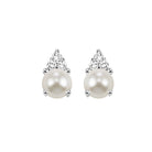 10k white gold color ensembles prong pearl earrings 1/25ct