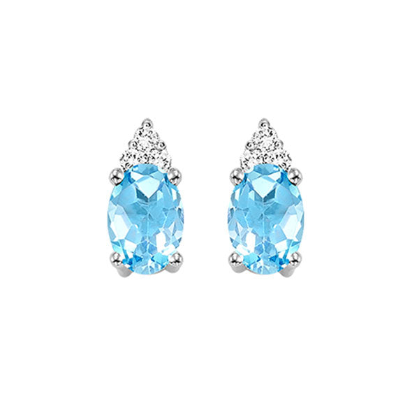 blue topaz & diamond earrings in 10k white gold